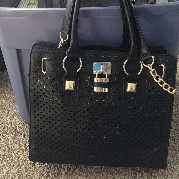 Francesca's Collections Handbags - Elegant Black Handbag with Gold Accents